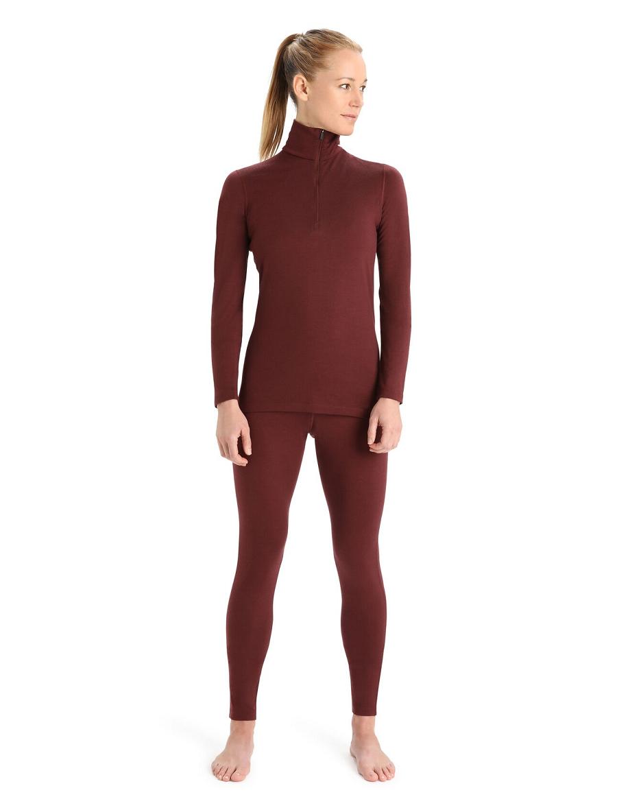 Base Layers Icebreaker Merino 200 Oasis Long Sleeve Half Zip Thermal Top Damskie Czerwone | PL 1045AHKP